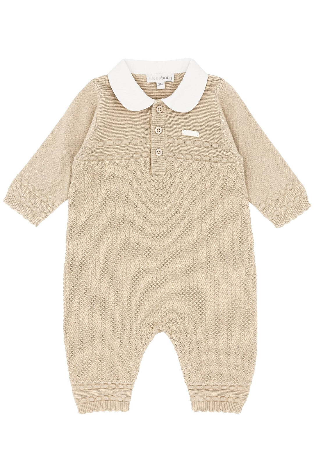 Blues Baby "Daniel" Beige Knit Romper - Millie and John