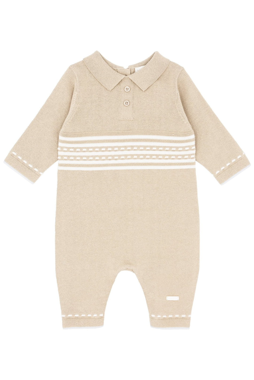 Blues Baby "Easton" Beige Knit Romper - Millie and John