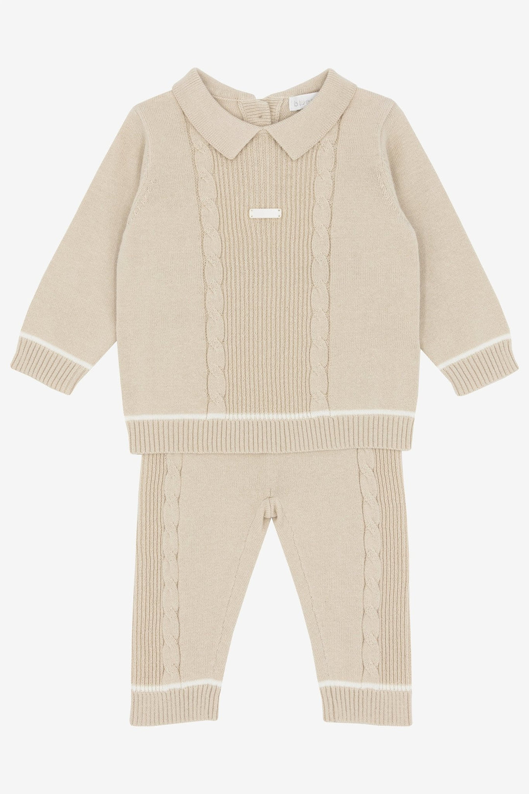 Blues Baby "Eli" Beige Knitted Polo Shirt & Trousers - Millie and John