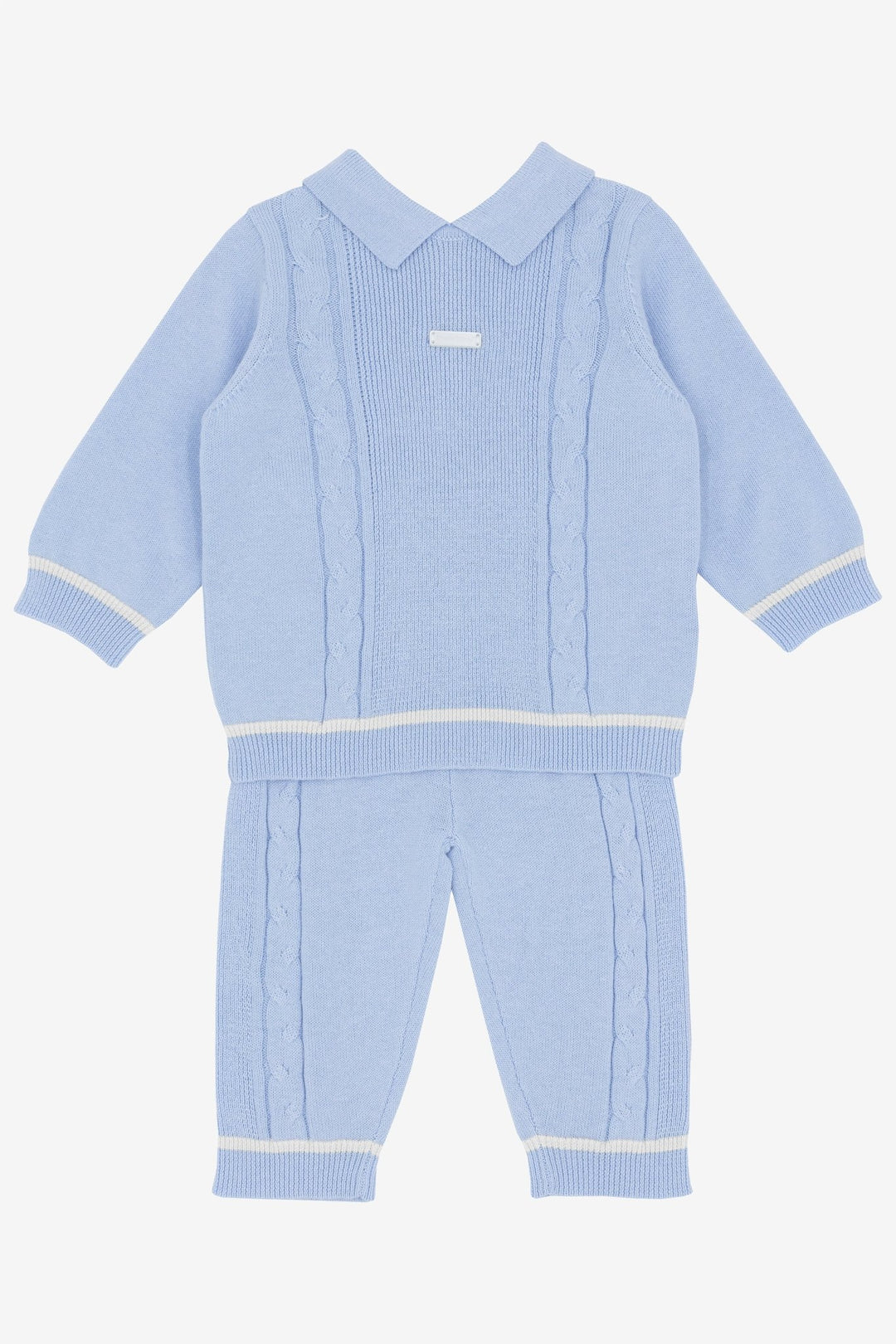 Blues Baby "Eli" Cloud Blue Knitted Polo Shirt & Trousers - Millie and John