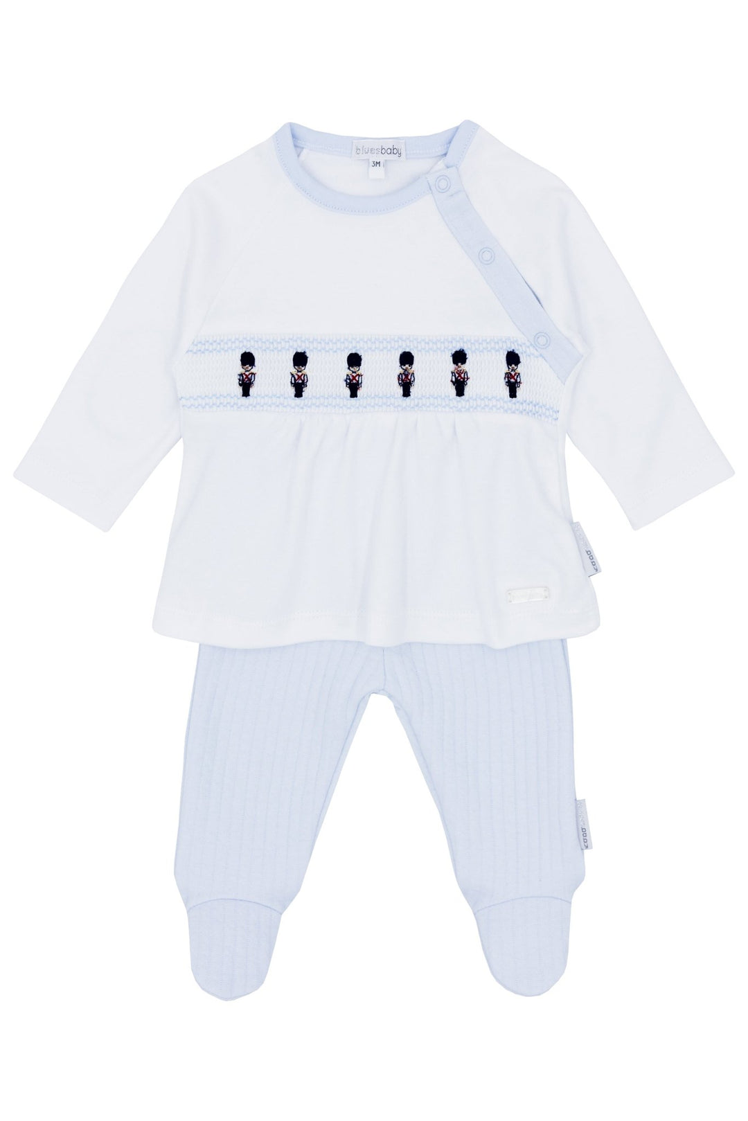 Blues Baby "Frankie" Baby Blue Smocked King's Guard Top & Leggings - Millie and John