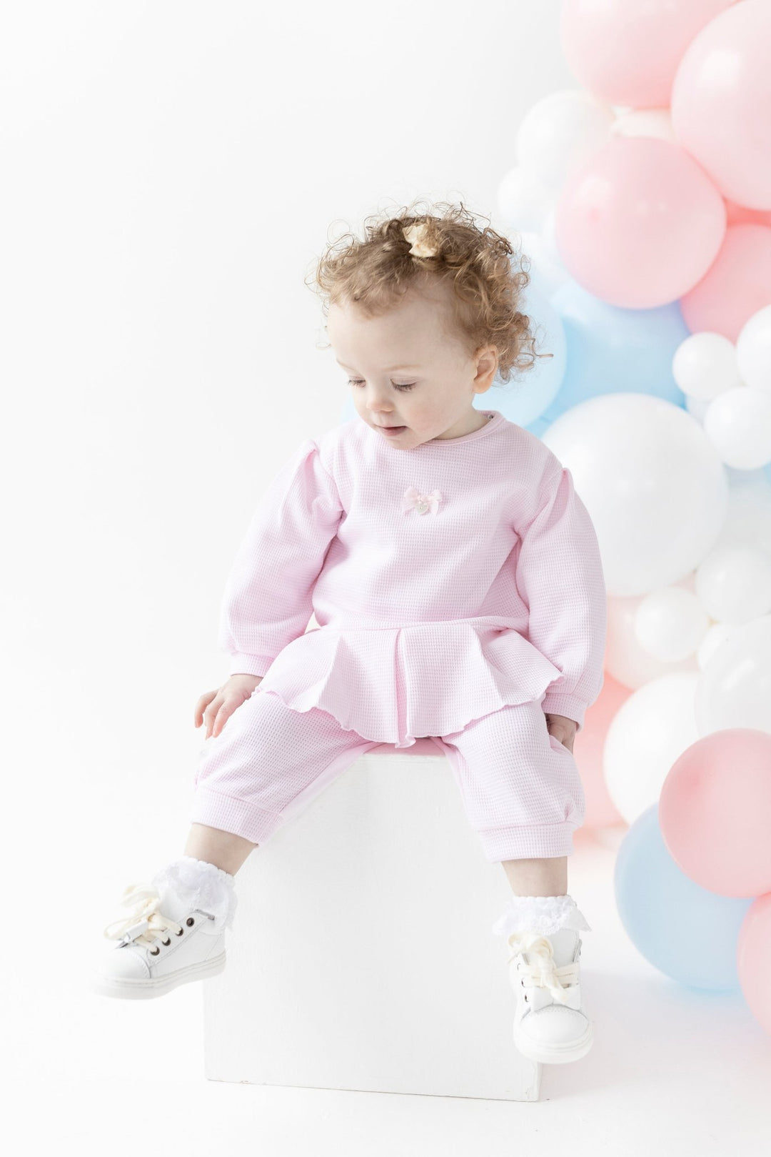 Blues Baby "Hallie" Pink Waffle Top & Trousers - Millie and John
