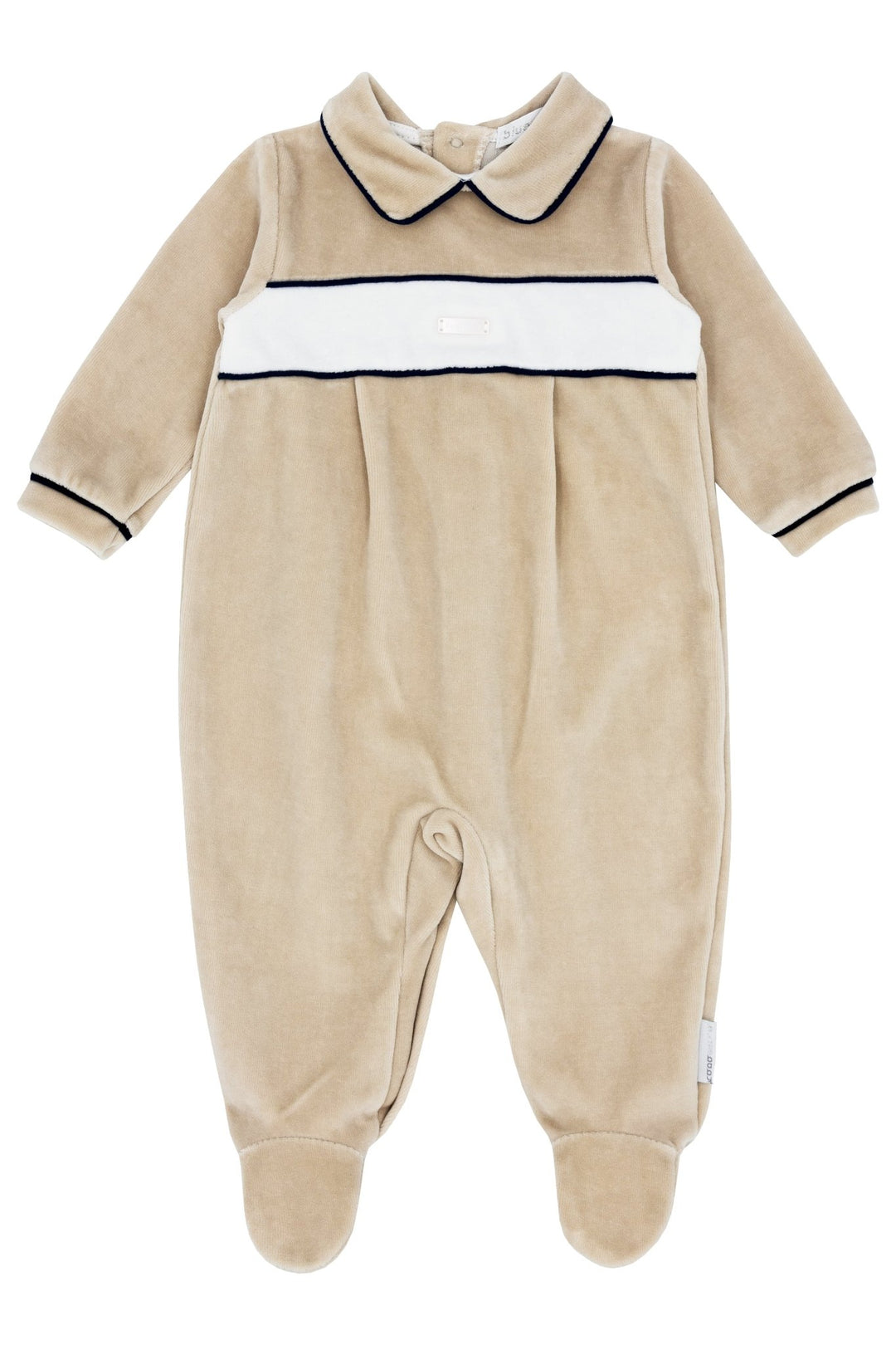 Blues Baby "Holden" Beige Velour Sleepsuit - Millie and John
