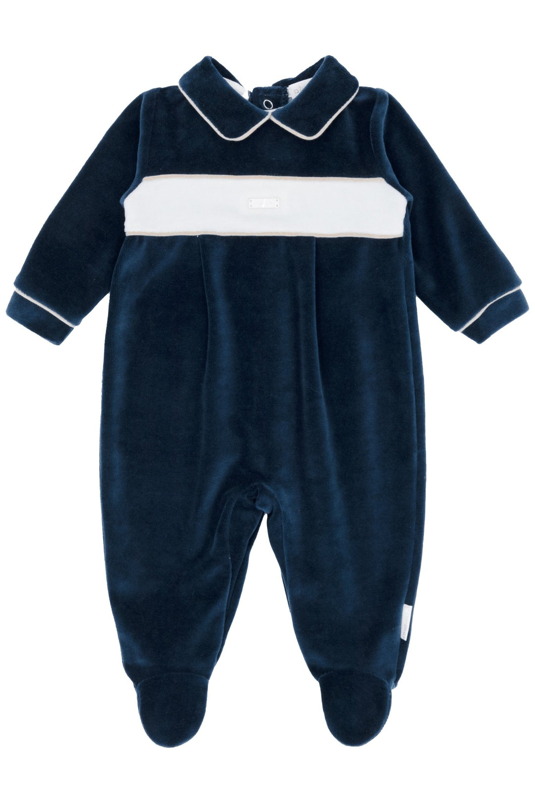 Blues Baby "Holden" Navy Blue Velour Sleepsuit - Millie and John