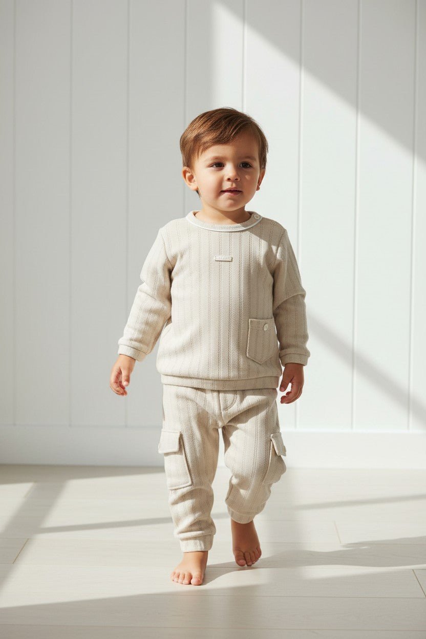 Blues Baby "Idris" Beige Cargo Pocket Top & Trousers - Millie and John