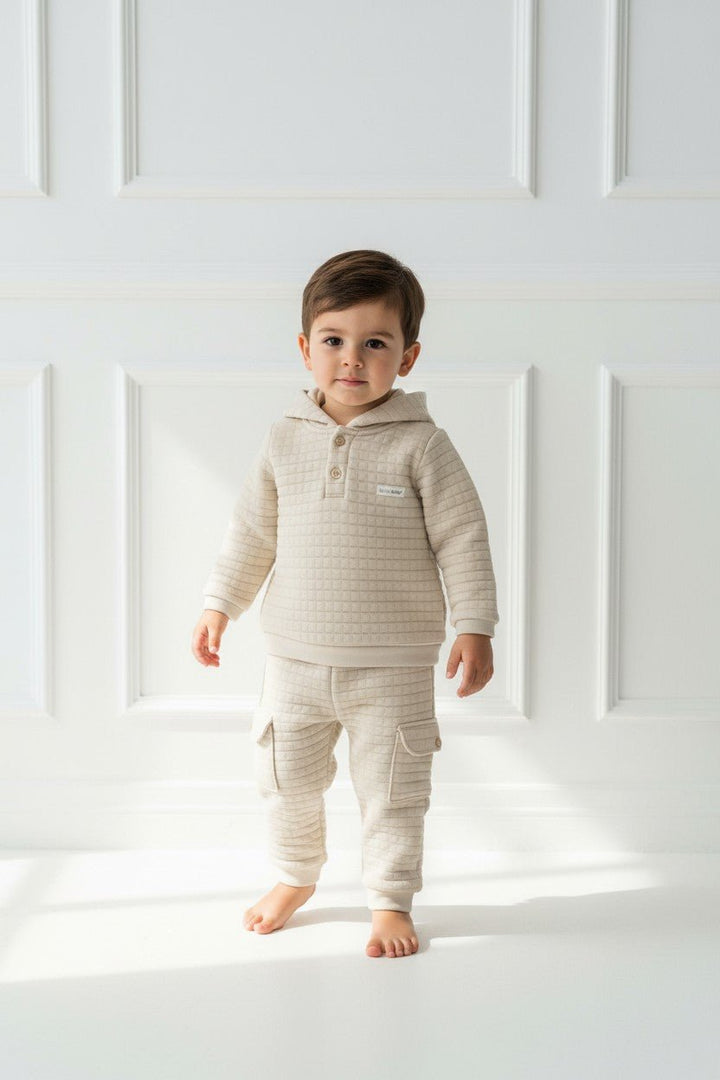 Blues Baby "Kai" Beige Quilted Hooded Tracksuit - Millie and John