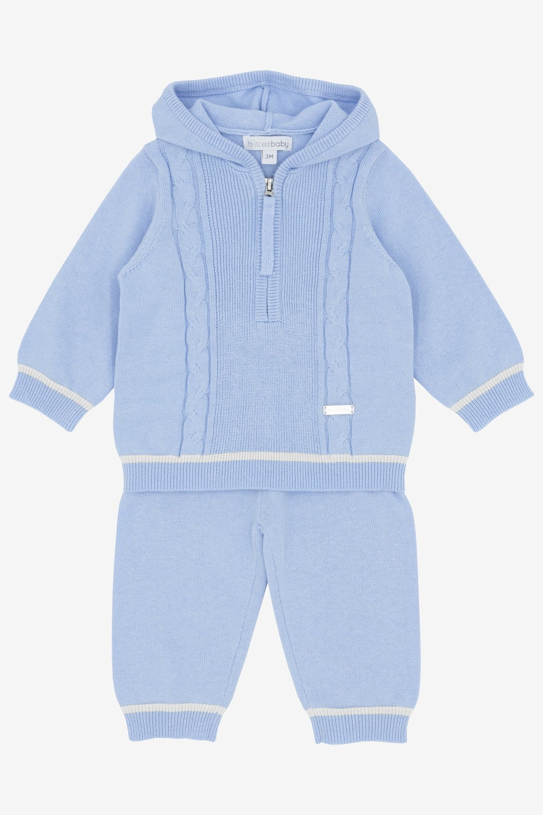 Blues Baby "Leo" Cloud Blue Knitted Hoodie & Trousers - Millie and John