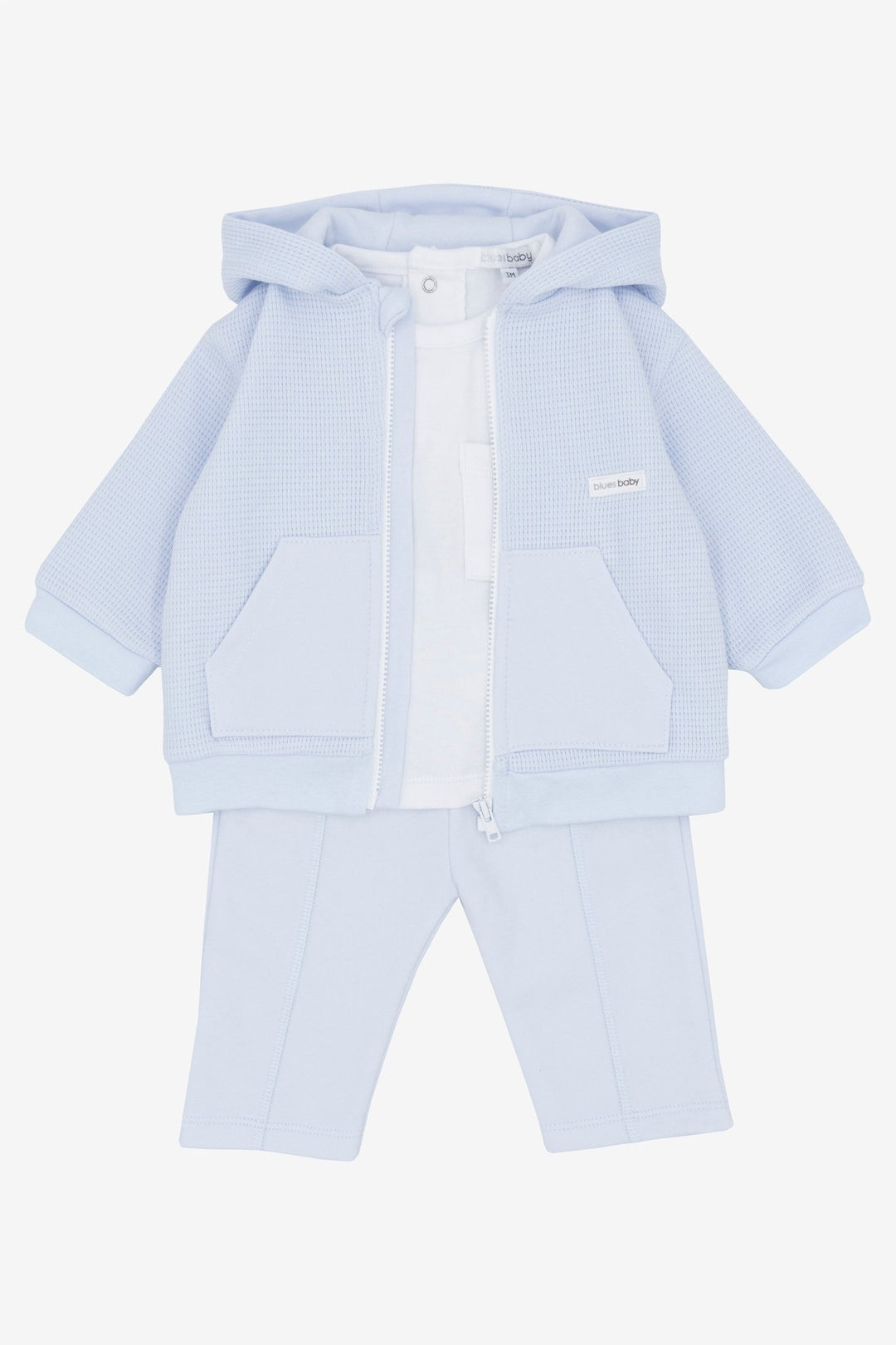 Blues Baby "Luca" Blue Waffle Hoodie, Top & Trousers - Millie and John