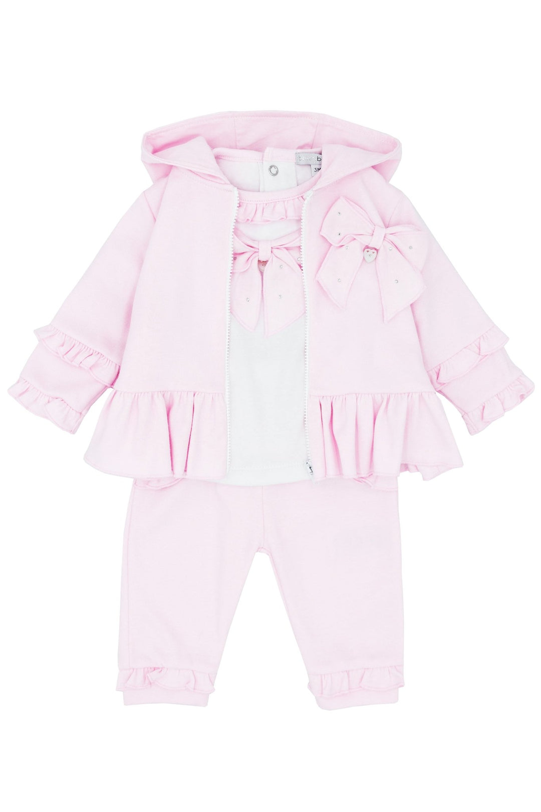 Blues Baby "Maia" Pink Bow Jacket, Blouse & Trousers - Millie and John