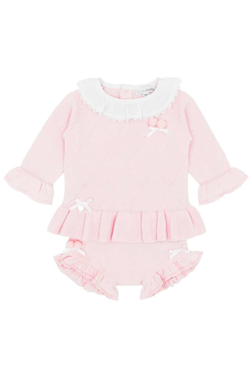 Blues Baby "Melody" Baby Pink Knit Top & Bloomers - Millie and John