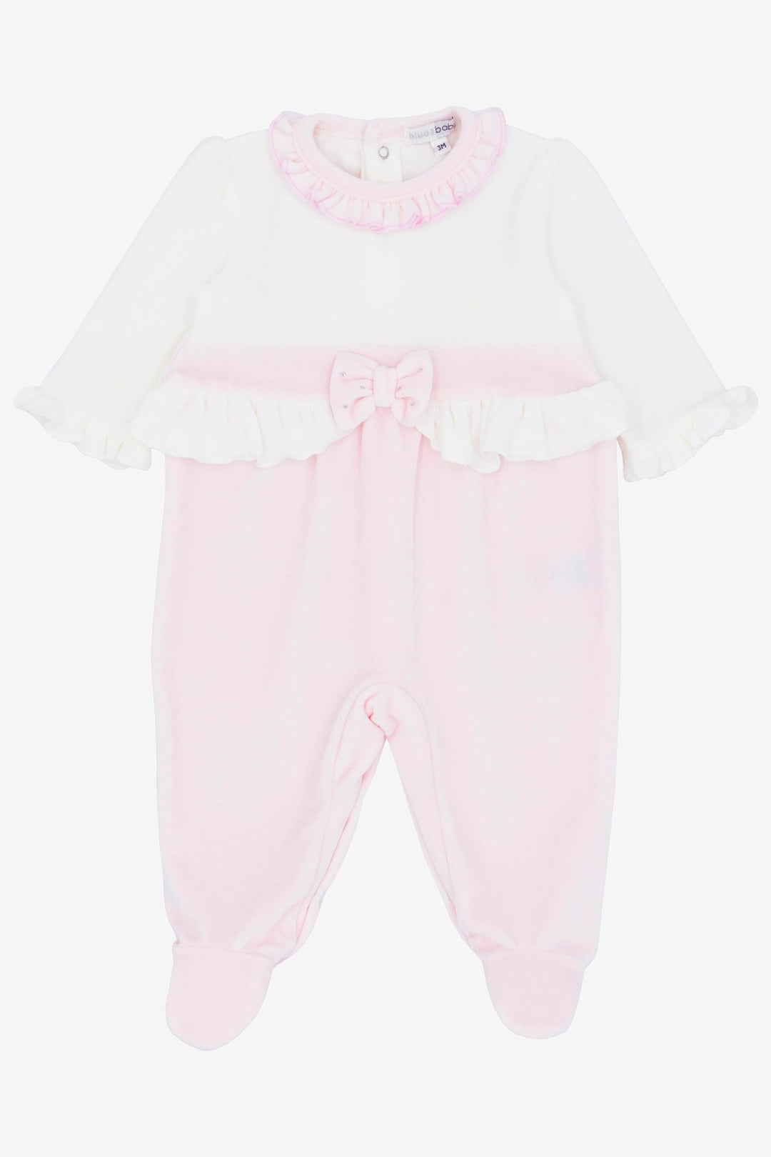 Blues Baby "Mila" Ivory & Pink Velour Sleepsuit - Millie and John
