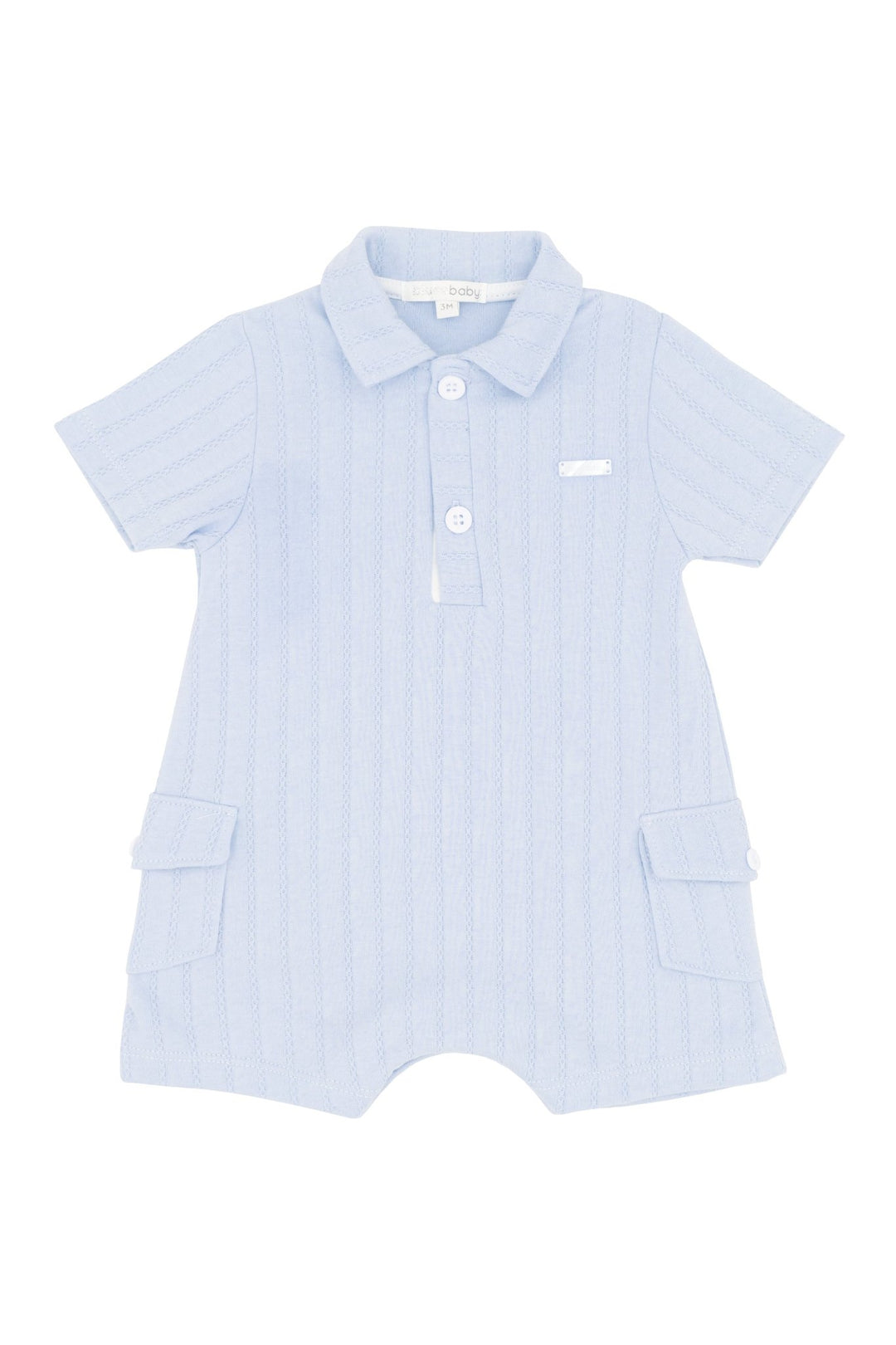 Blues Baby "Ozzy" Blue Cargo Pocket Romper - Millie and John