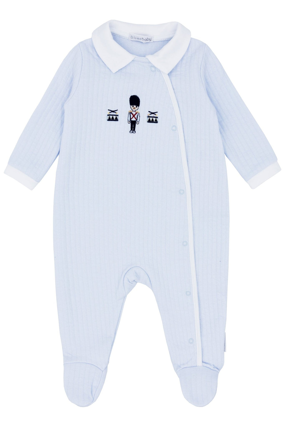 Blues Baby "Rowan" Baby Blue King's Guard Embroidered Sleepsuit - Millie and John