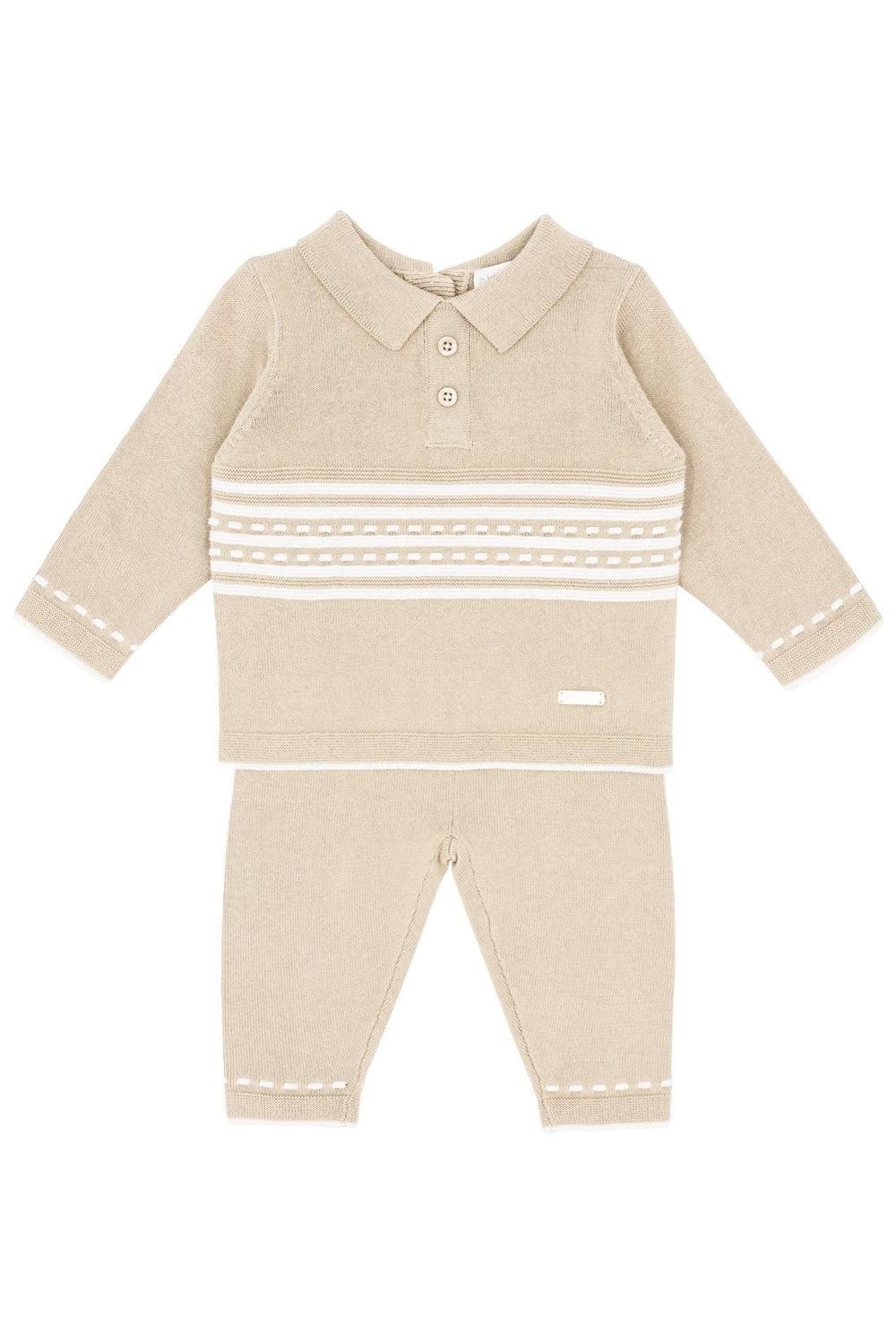 Blues Baby "Zion" Beige Knit Top & Trousers - Millie and John