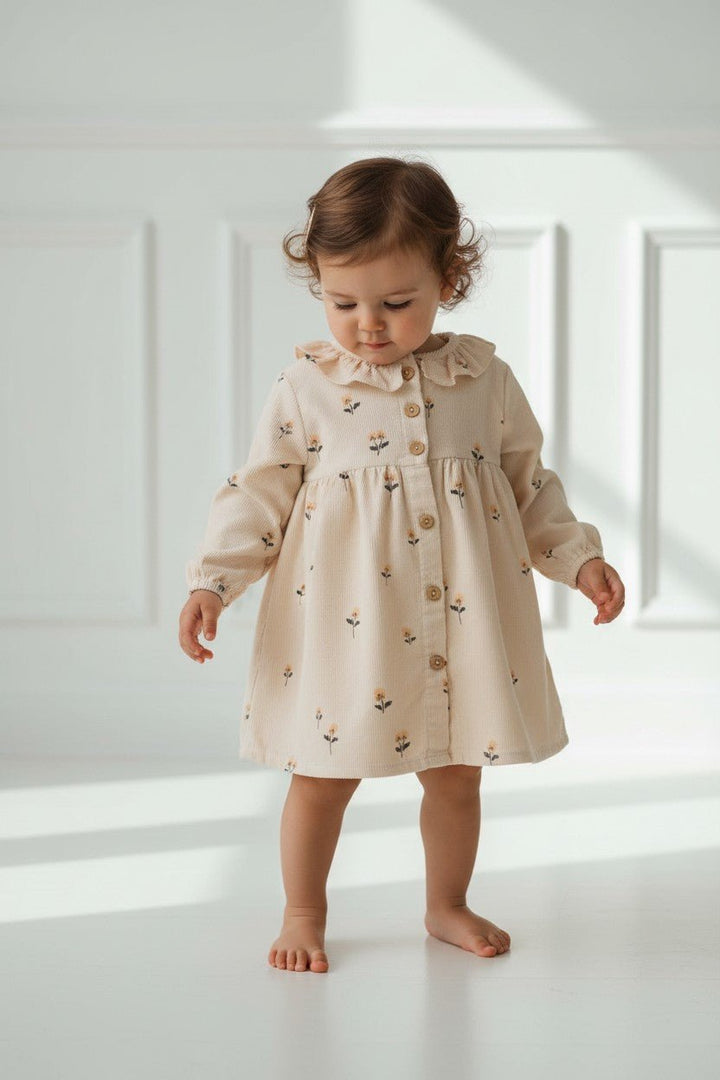 Búho "Romilly" Embroidered Flower Cord Dress (12 - 24M) - Millie and John