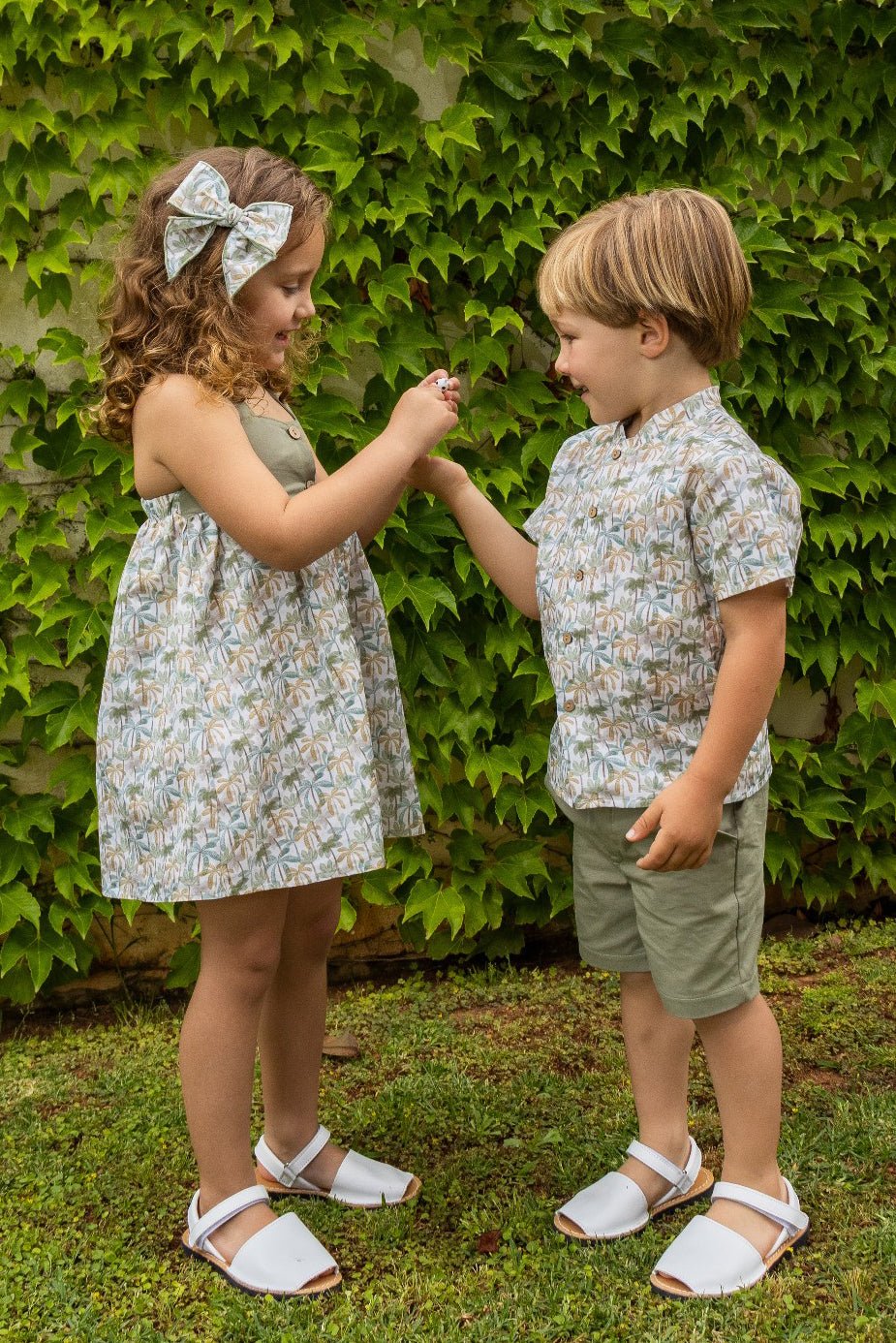 Calamaro "Alfred" Olive Green Palm Tree Shirt & Shorts - Millie and John