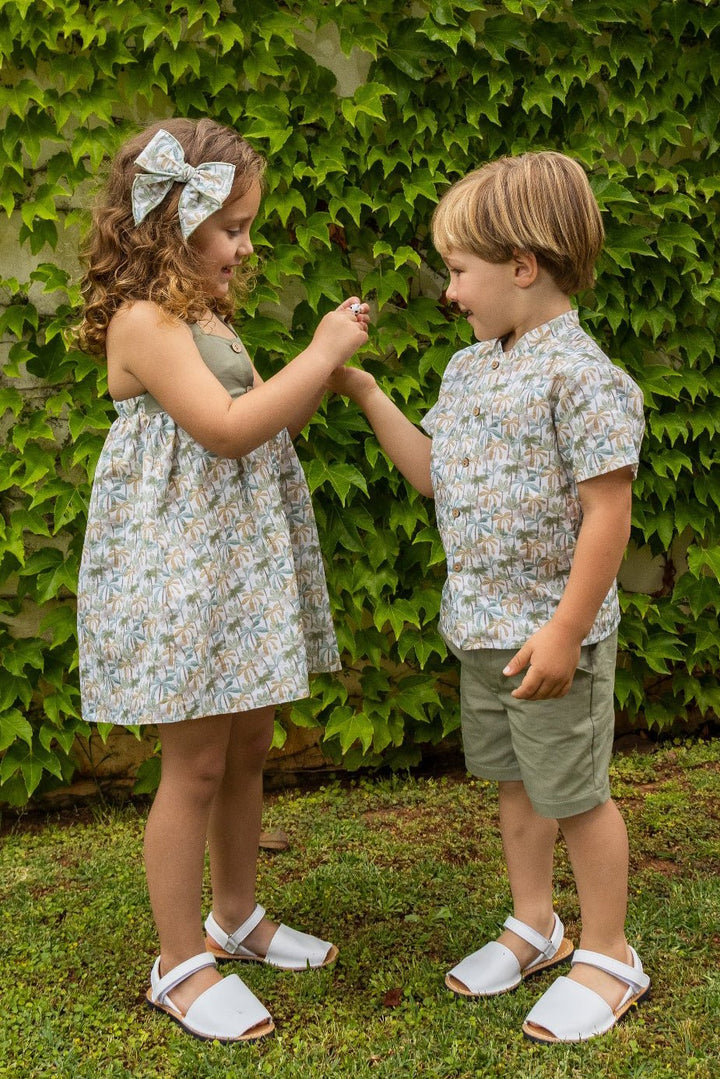 Calamaro "Alfred" Olive Green Palm Tree Shirt & Shorts - Millie and John