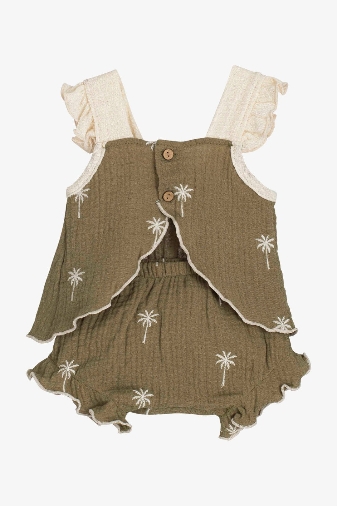 Calamaro "Aubrie" Khaki Palm Tree Dress & Bloomers - Millie and John