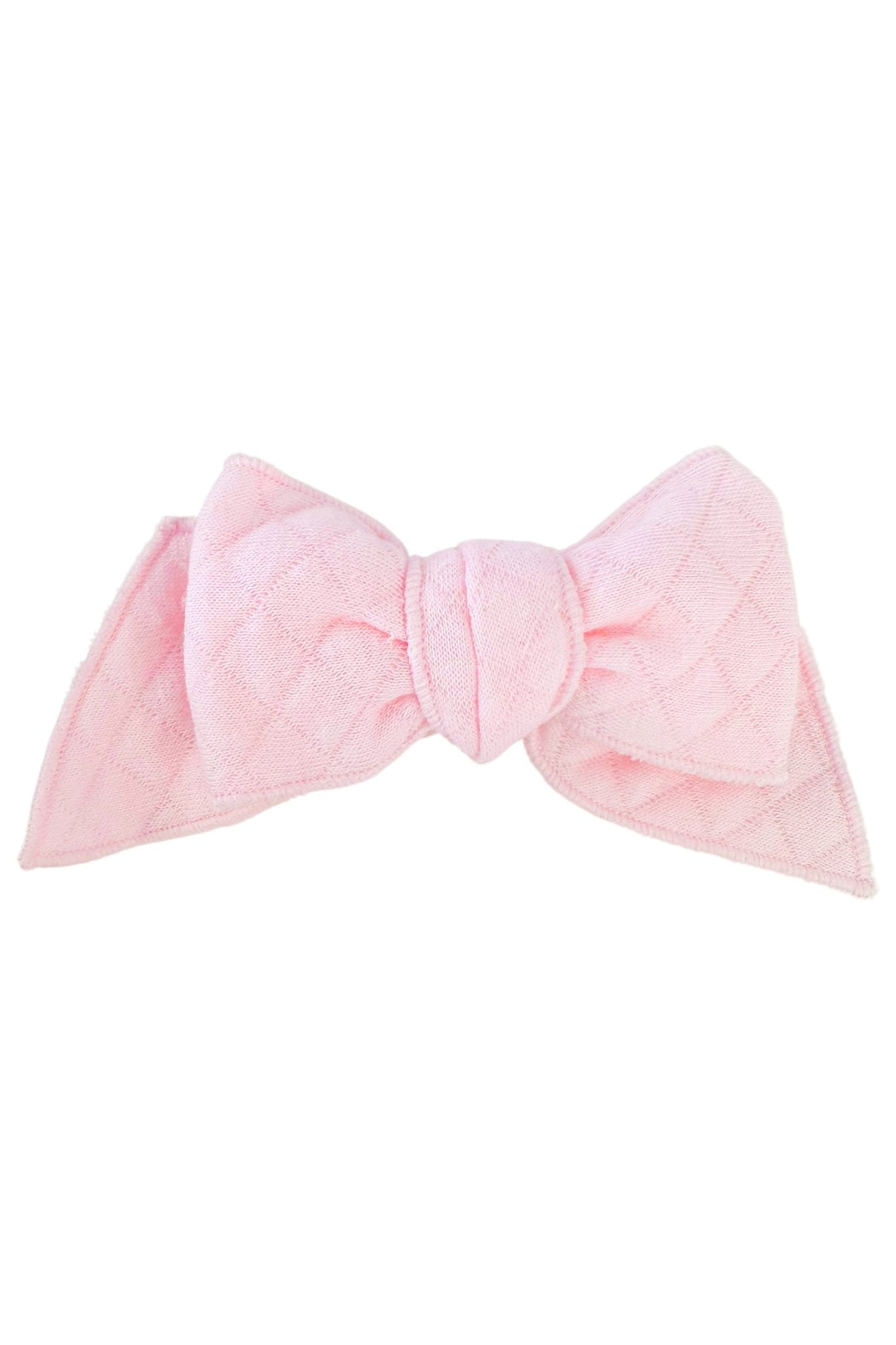 Calamaro Baby Pink Diamond Stitch Hair Bow - Millie and John