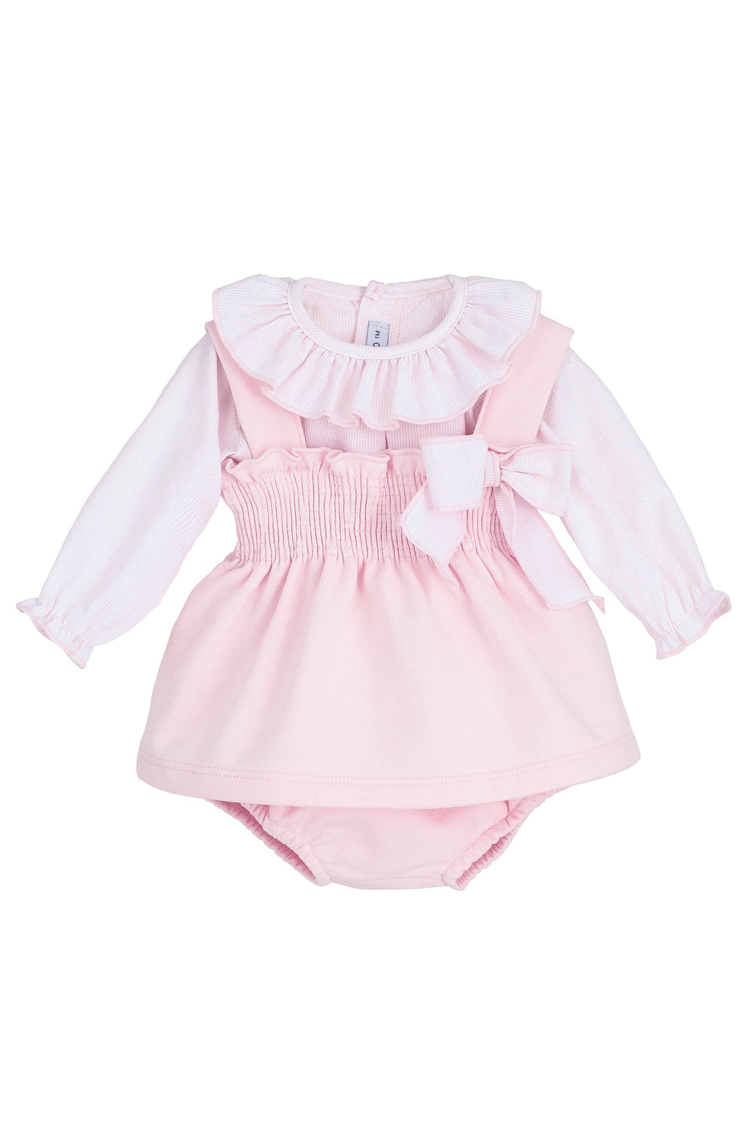 Calamaro "Bea" Baby Pink Blouse, Dress & Bloomers - Millie and John