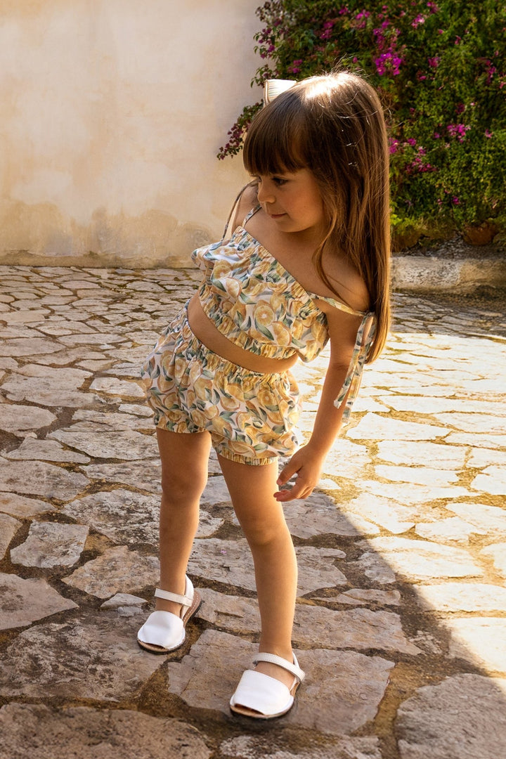 Calamaro "Callie" Yellow Lemon - Print Crop Top & Shorts - Millie and John