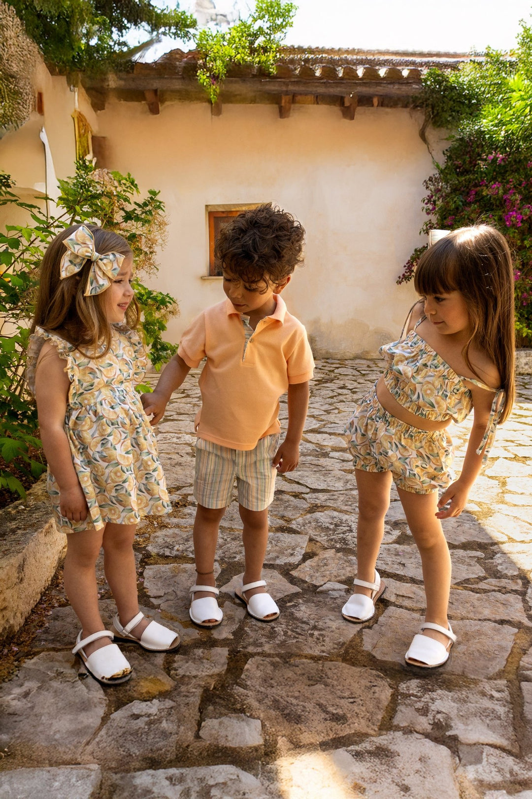 Calamaro "Callie" Yellow Lemon - Print Crop Top & Shorts - Millie and John