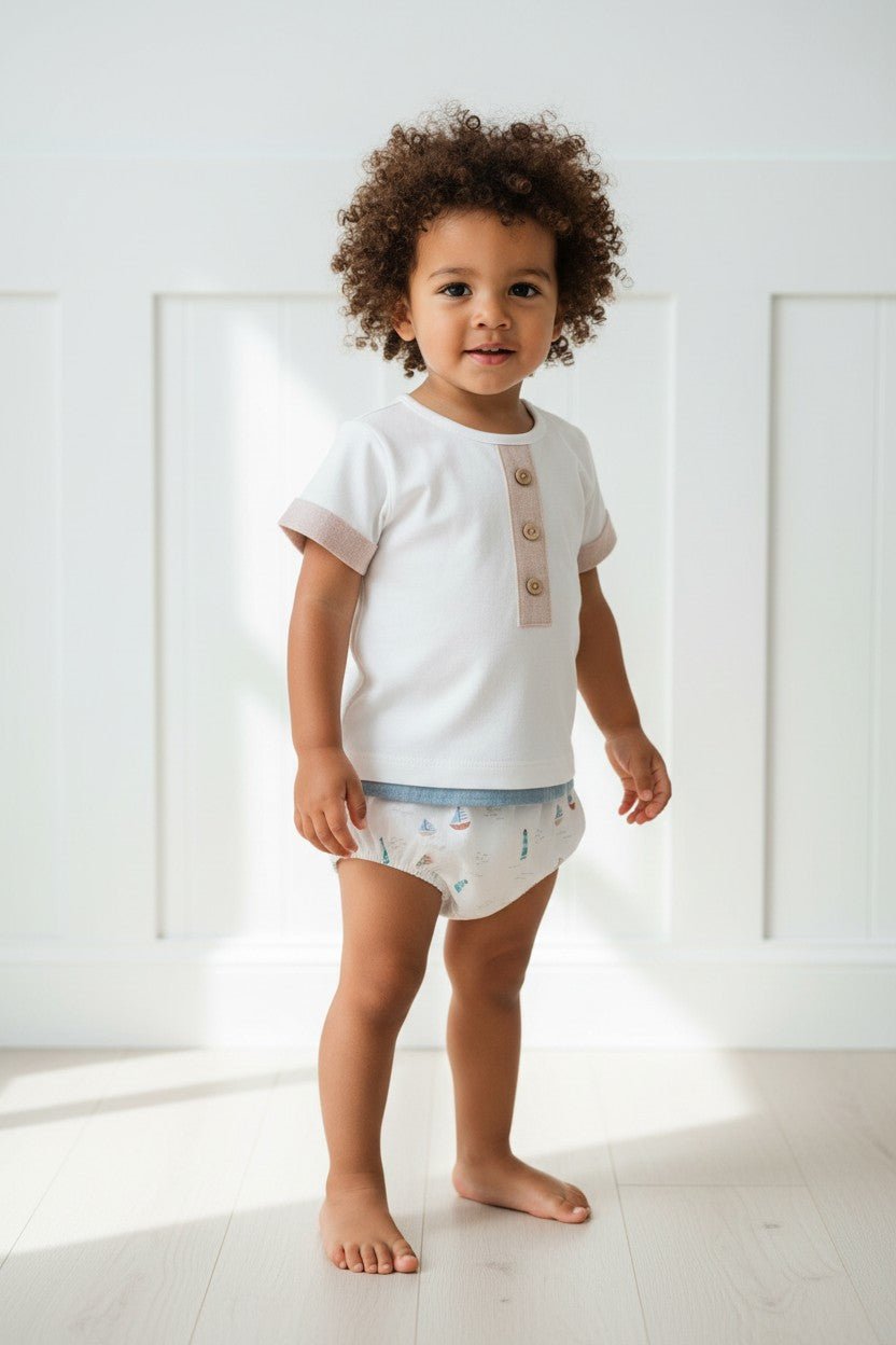 Calamaro "Casper" Stone &amp; Teal Sailboat Top &amp; Jam Pants - Millie and John