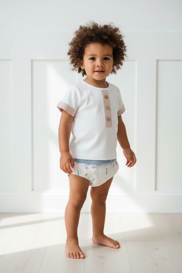 Calamaro "Casper" Stone &amp; Teal Sailboat Top &amp; Jam Pants - Millie and John