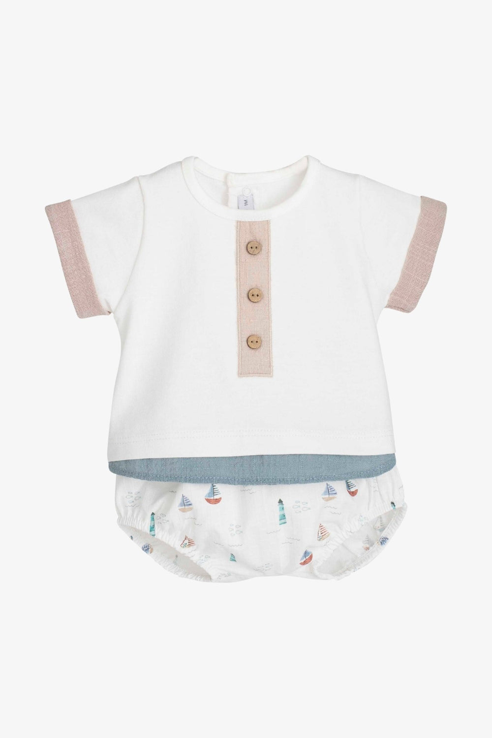 Calamaro "Casper" Stone & Teal Sailboat Top & Jam Pants - Millie and John