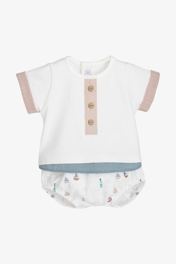 Calamaro "Casper" Stone &amp; Teal Sailboat Top &amp; Jam Pants - Millie and John