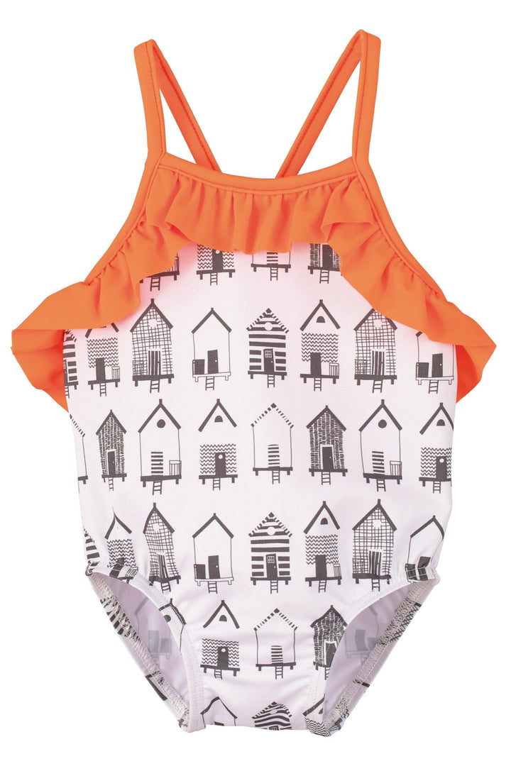 Calamaro "Clover" Orange & Grey Beach Hut Swimsuit - Millie and John