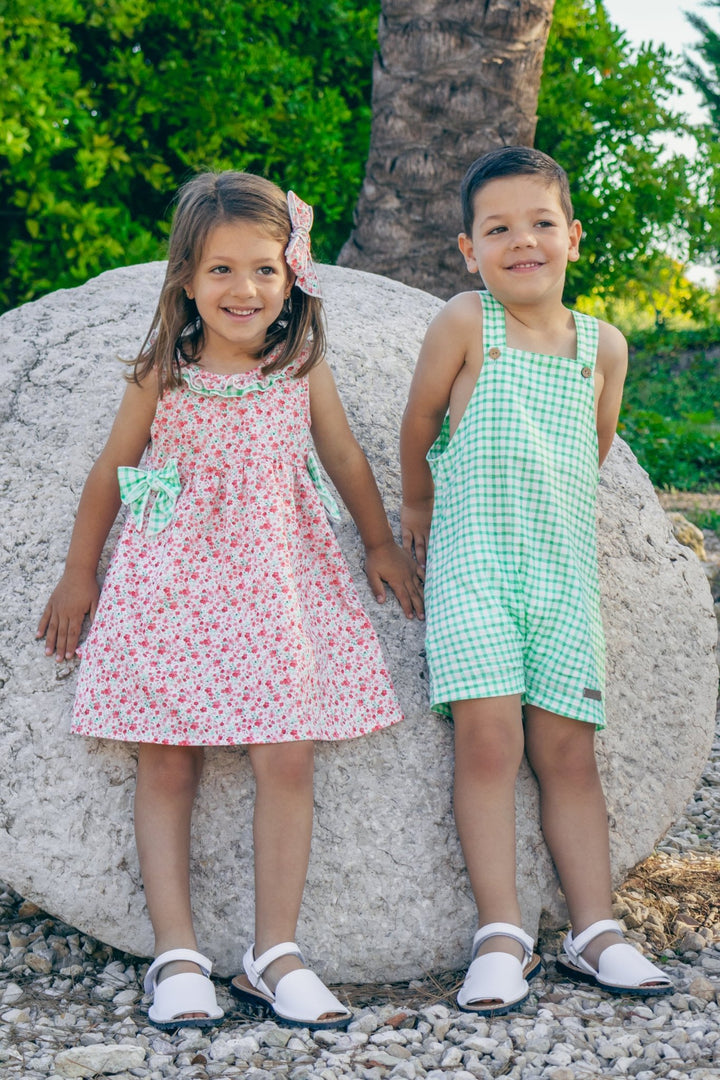 Calamaro "Daniel" Emerald Green Gingham Dungarees - Millie and John