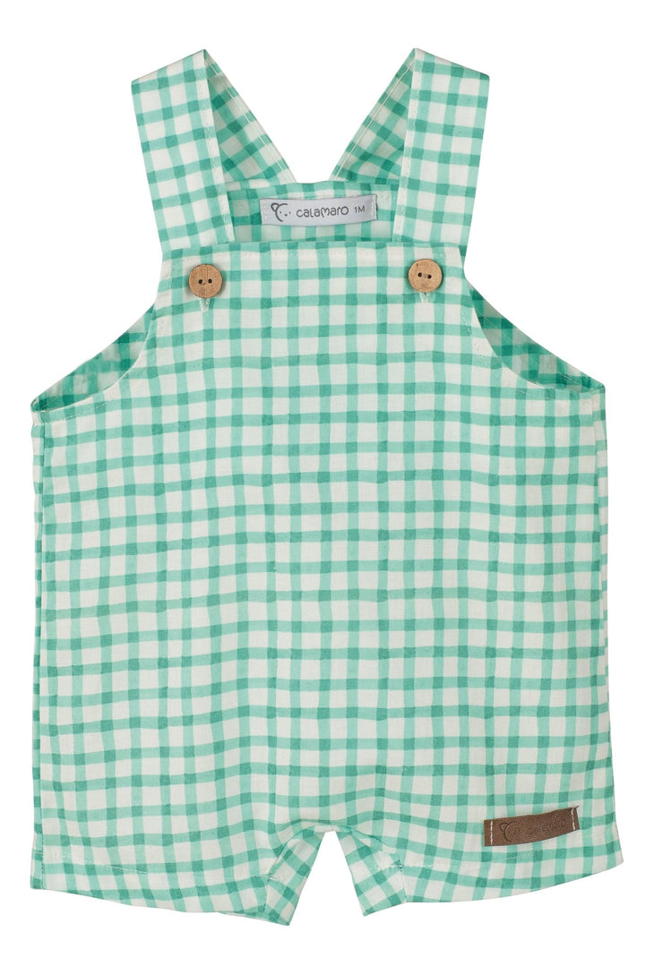 Calamaro "Daniel" Emerald Green Gingham Dungarees - Millie and John