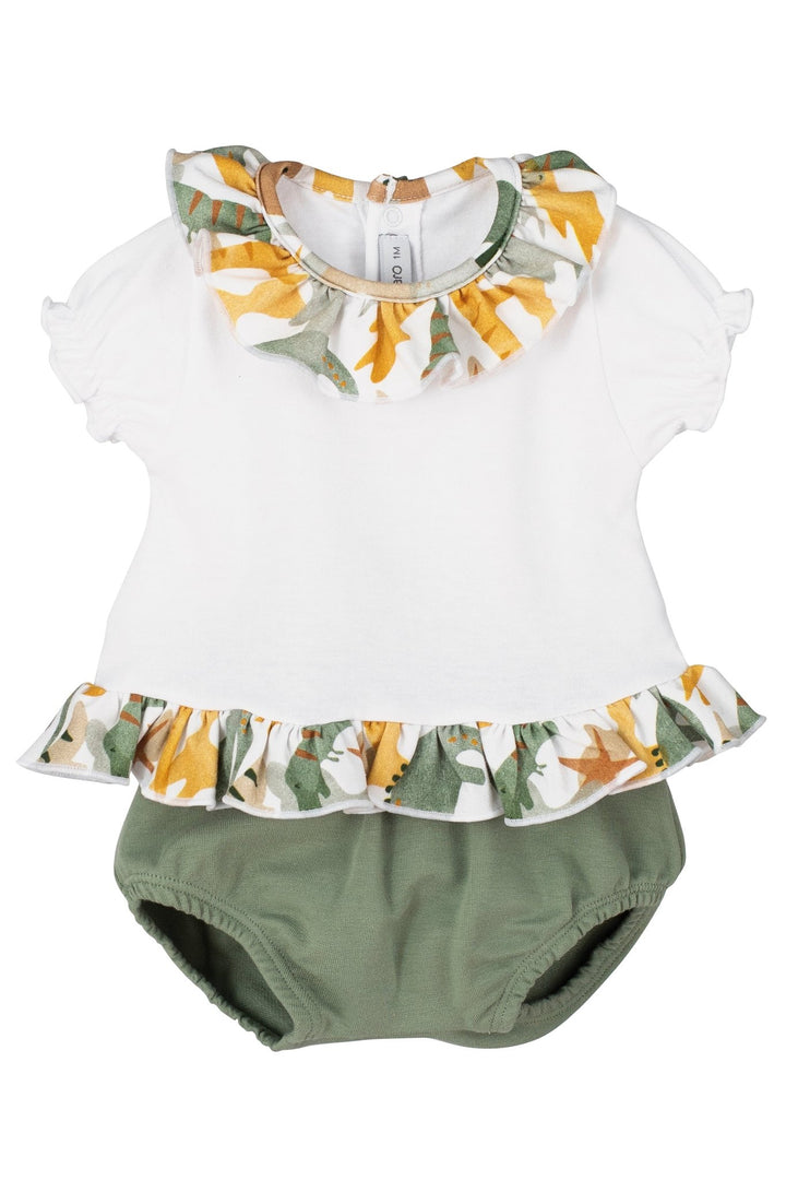 Calamaro "Eliana" Dinosaur Print Blouse & Bloomers - Millie and John