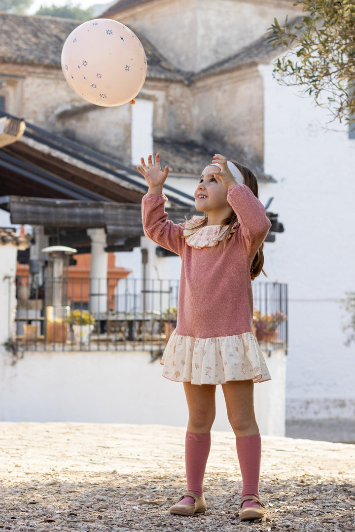 Calamaro "Elspeth" Dusky Coral Chenille Hot Air Balloon Dress - Millie and John