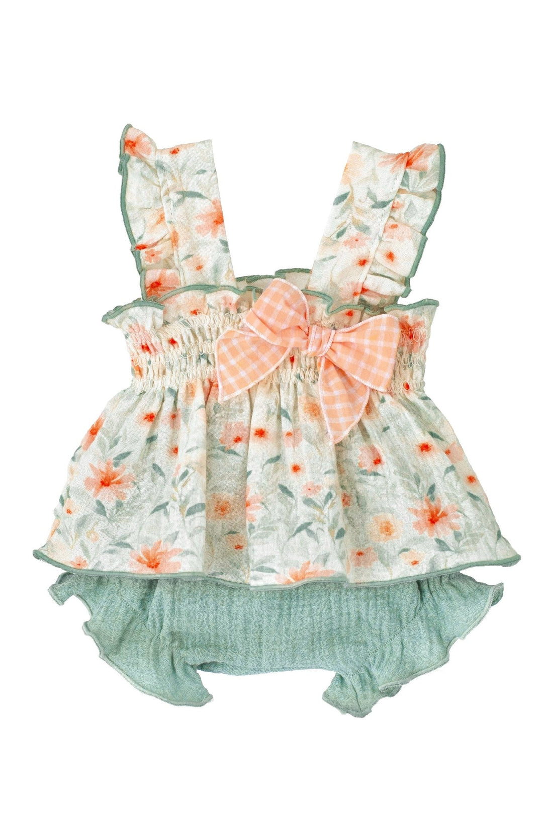 Calamaro "Ember" Sage Green Watercolour Floral Top & Bloomers - Millie and John