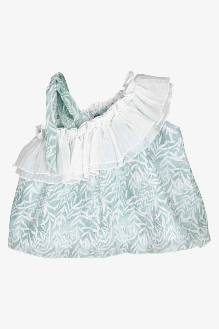 Calamaro Excellentt "Adelaide" Sage Leaf - Print One - Shoulder Dress - Millie and John