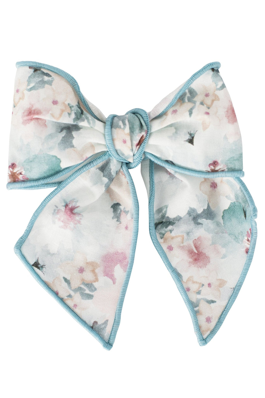 Calamaro Excellentt Dusky Blue Floral Hair Bow - Millie and John
