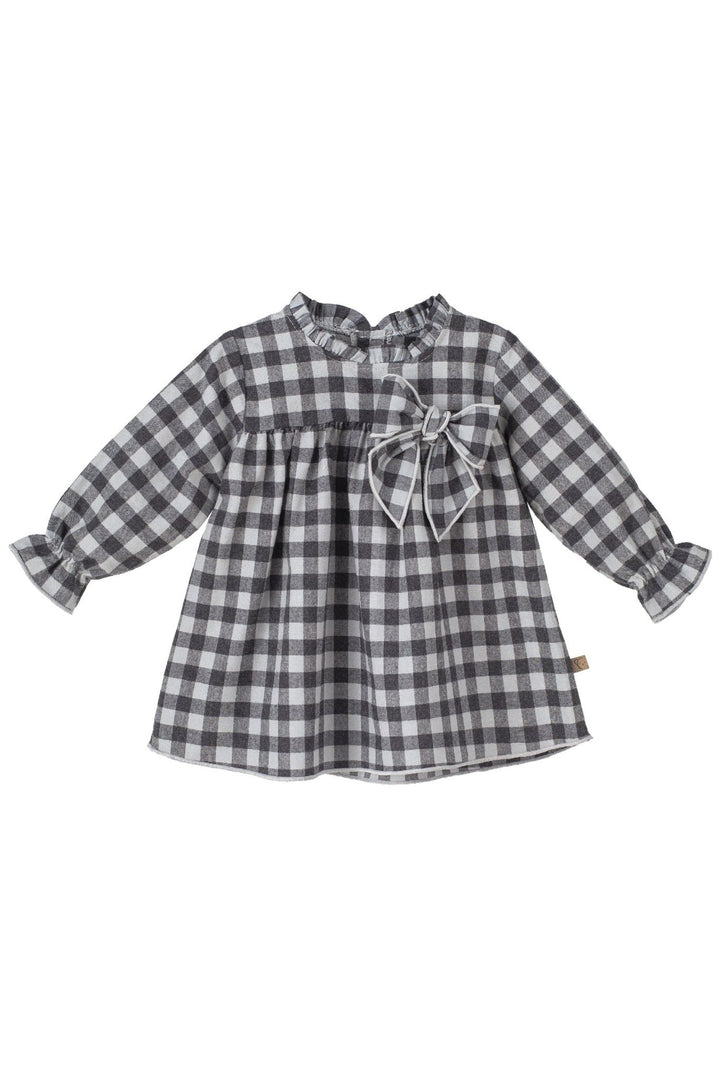 Calamaro Excellentt "Esmee" Charcoal Checked Dress - Millie and John