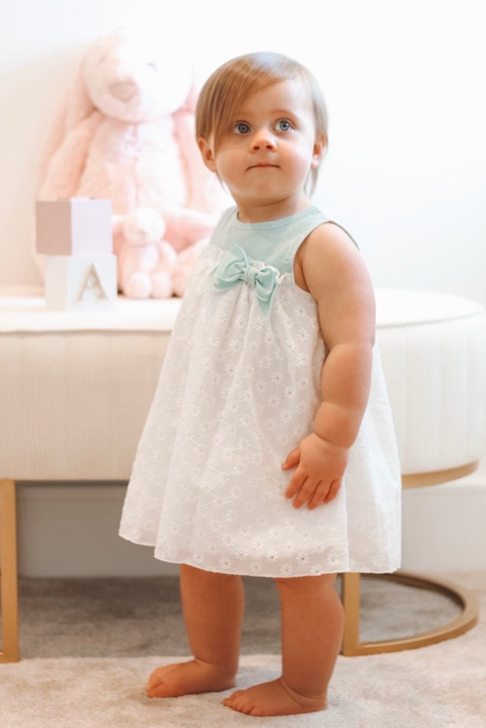 Calamaro Excellentt "Kitty" Mint Broderie Anglaise Dress - Millie and John