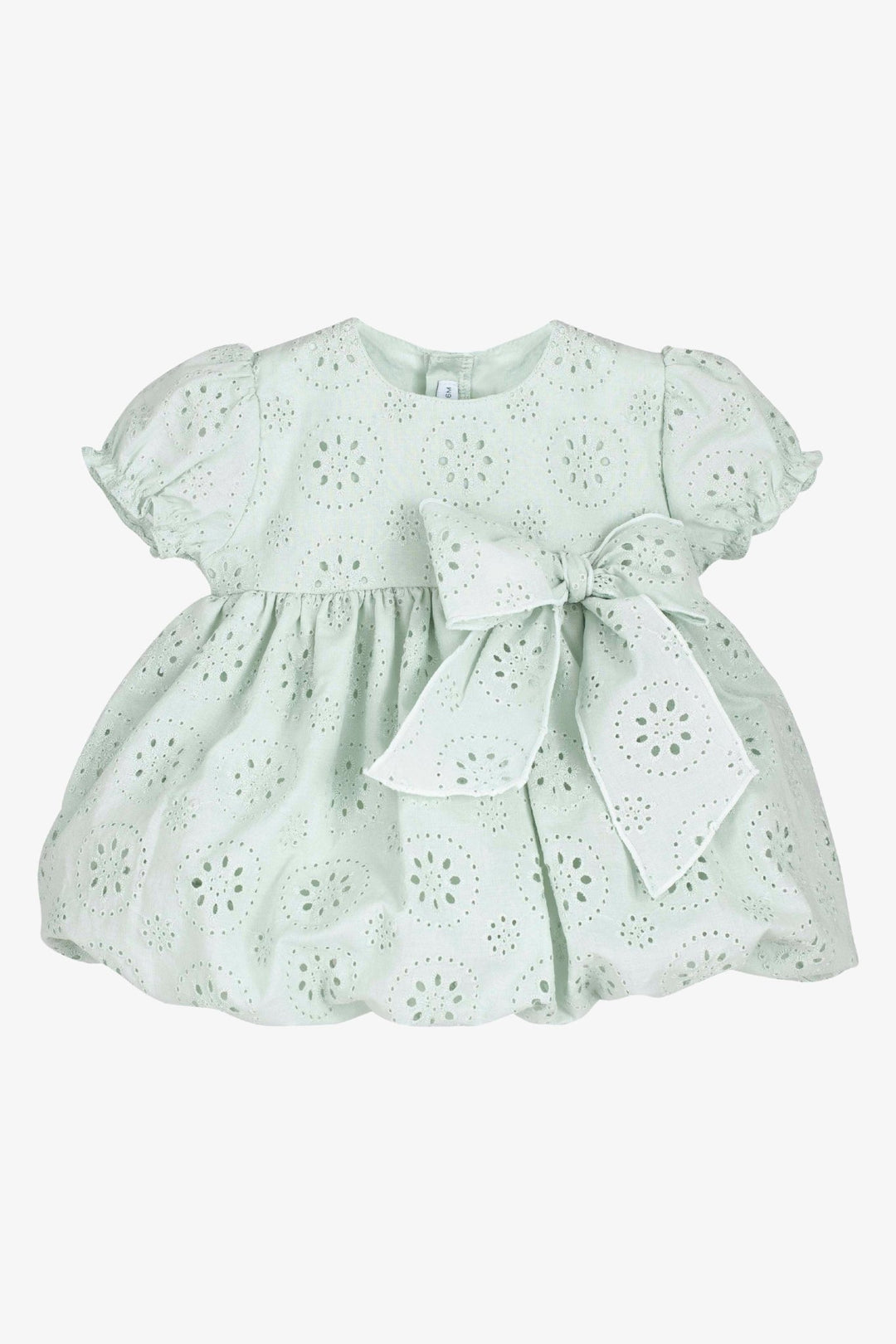 Calamaro Excellentt "Mabel" Sage Green Broderie Anglaise Bubble Dress - Millie and John
