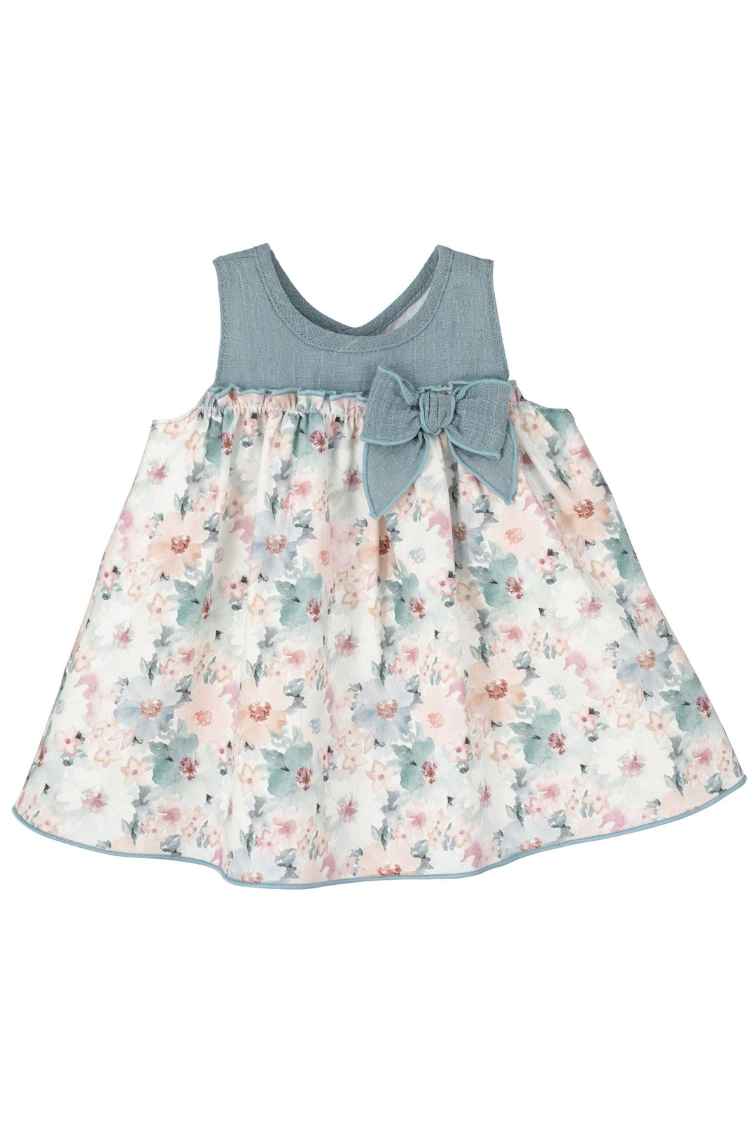 Calamaro Excellentt "Maisie" Dusky Blue Floral Dress - Millie and John