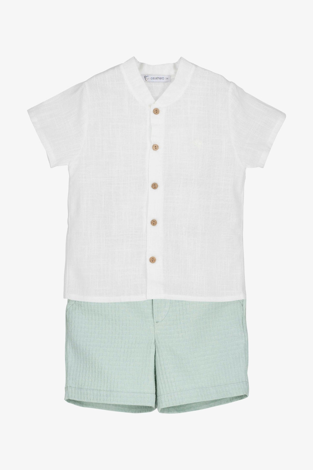 SS26 Calamaro | Sage Green Shirt & Shorts Millie and John SS26 Calamaro | Sage Green Shirt & Shorts Millie and John