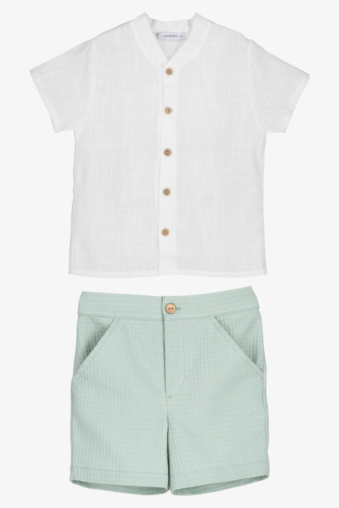 Calamaro Excellentt PREORDER 🛑 "Cedric" Sage Green Shirt & Shorts - Millie and John