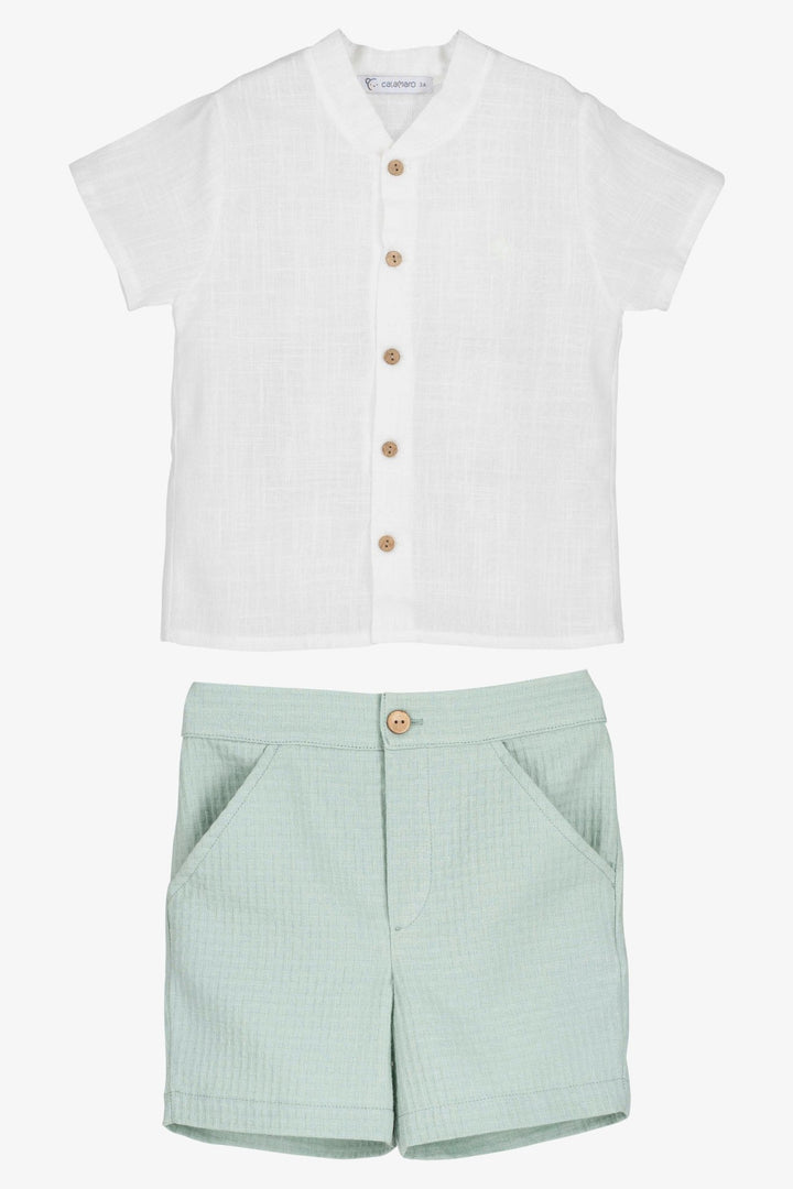 Calamaro Excellentt PREORDER 🛑 "Cedric" Sage Green Shirt & Shorts - Millie and John