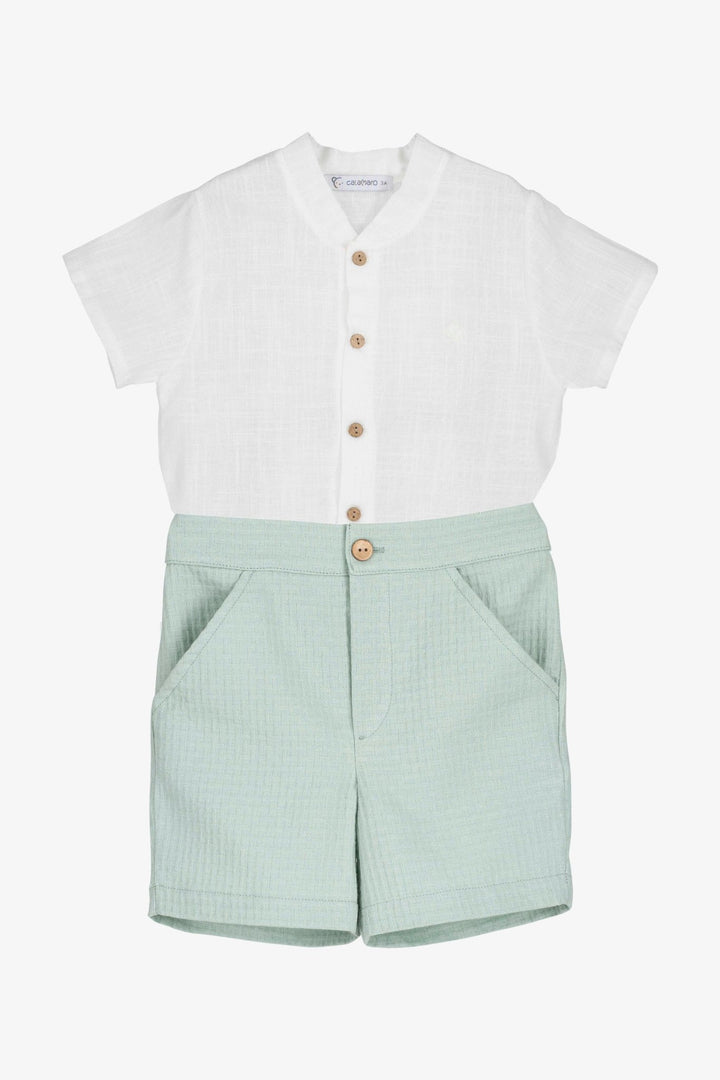 Calamaro Excellentt PREORDER 🛑 "Cedric" Sage Green Shirt & Shorts - Millie and John