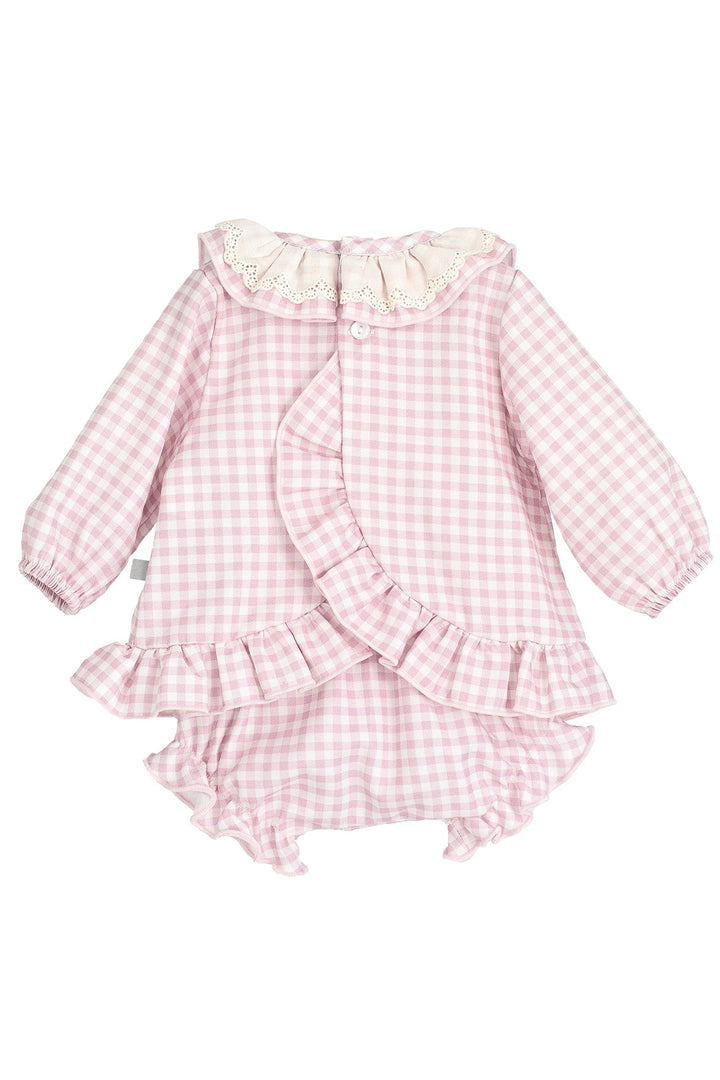 Calamaro "Maisie" Pale Pink Gingham Dress & Bloomers - Millie and John