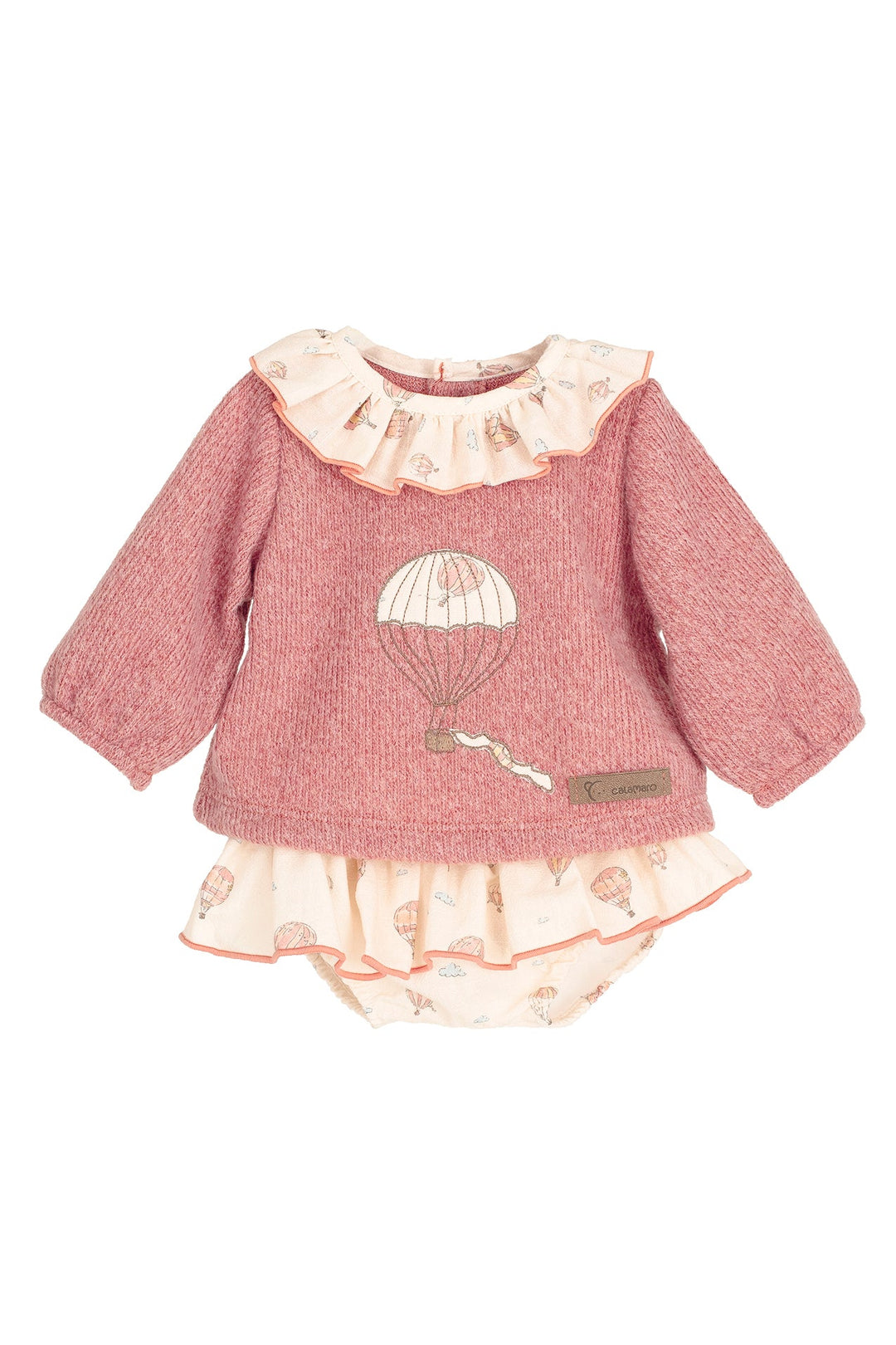 Calamaro "Marnie" Dusky Coral Chenille Hot Air Balloon Top & Bloomers - Millie and John