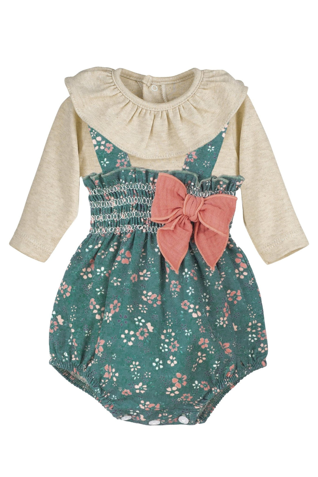 Calamaro "Nell" Sand Bodysuit & Teal Floral Shortie - Millie and John