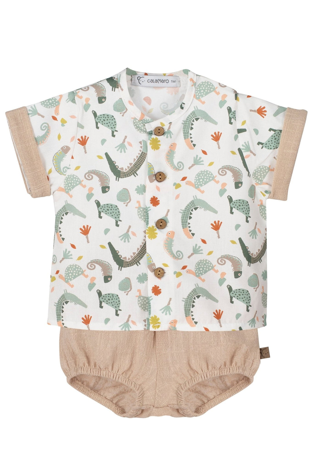 Calamaro "Oliver" Beige Jungle Print Shirt & Jam Pants - Millie and John